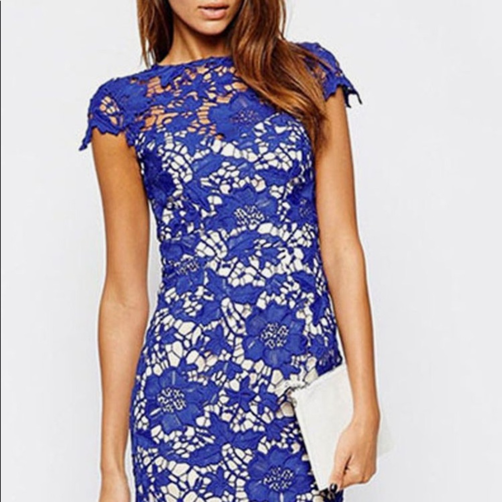 Lace and blue dress